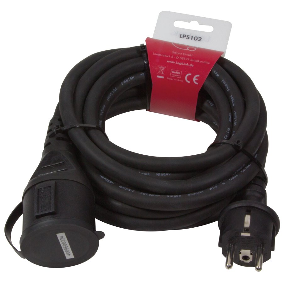 Frlngningskabel Jordad Utomhus Svart 5m #5