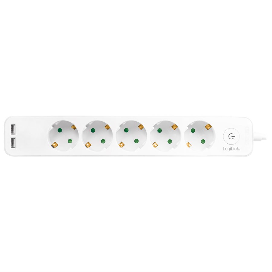 Grenuttag 5-vgs + 2st USB m brytare 1,5m Vit #2