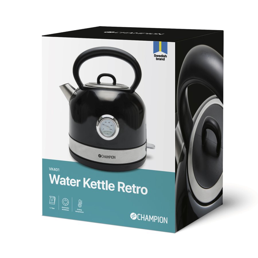 Vattenkokare Retro 1,7L VK401 Svart #7