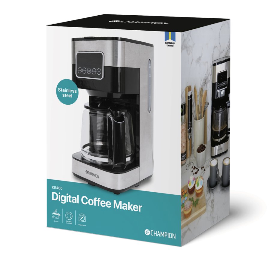 Kaffebryggare Digital 12-koppar/1,5L KB400 Rostfri #7