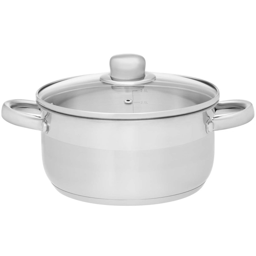 Basic gryde i st�l med glasl�g 6,5 L #1