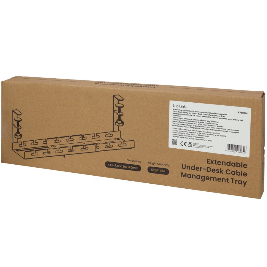 Kabelr�nna f�r montering under skrivbordet Justerbar Svart #6