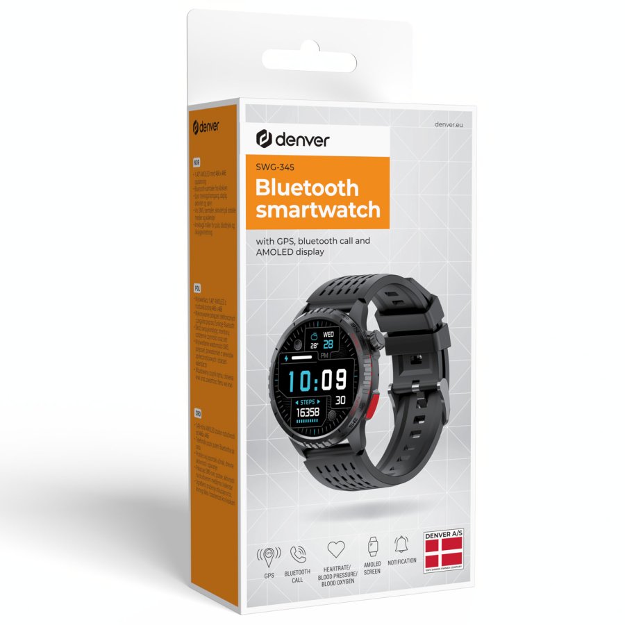 SmartWatch GPS AMOLED H�lsokoll SWG-345B Svart #3