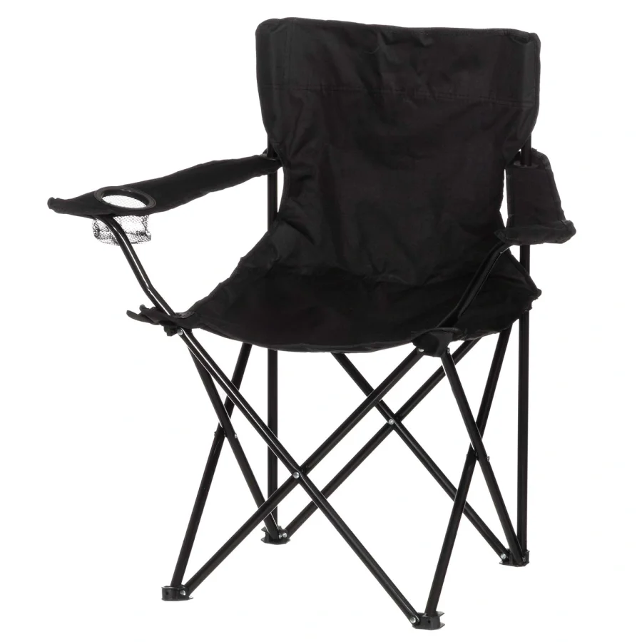 Campingstol med flaskh�llare Svart #1