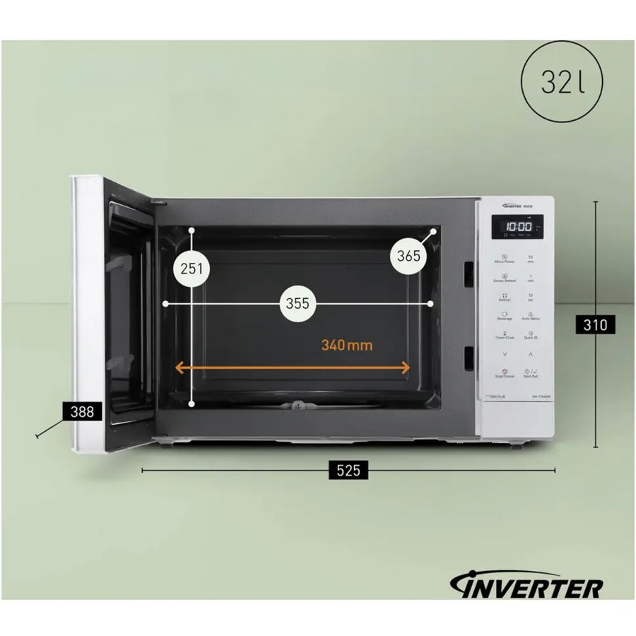 Mikrov�gsugn 32L Inverter teknik 1000W NN-ST64QWEPG #3