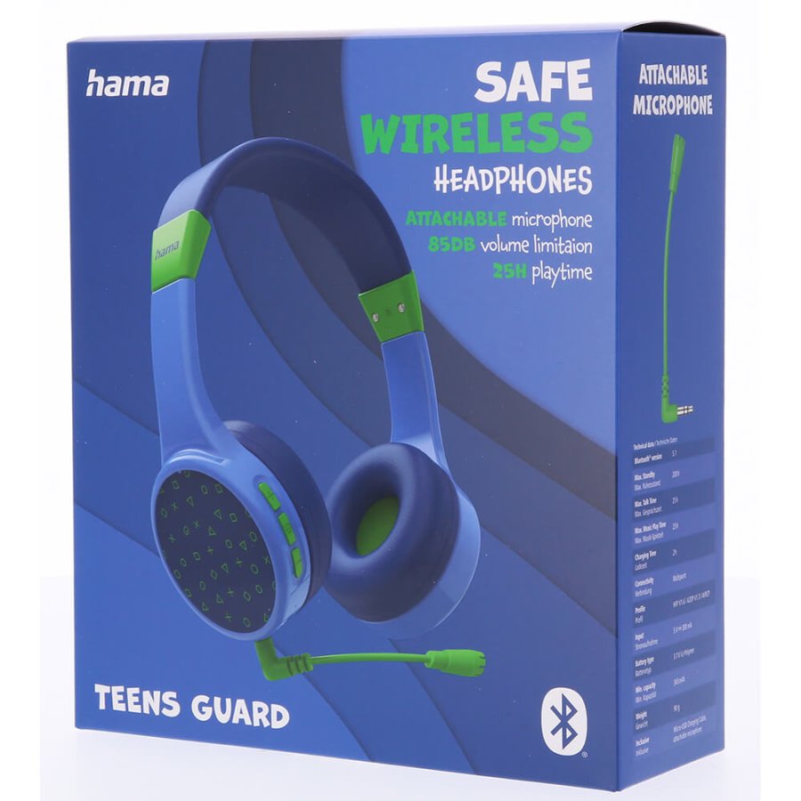 HAMA Headphone Teens Guard On-Ear Wireless 85dB Blue #2