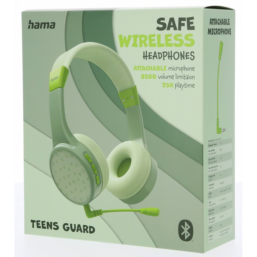 HAMA Headphone Teens Guard On-Ear Wireless 85dB Green #2