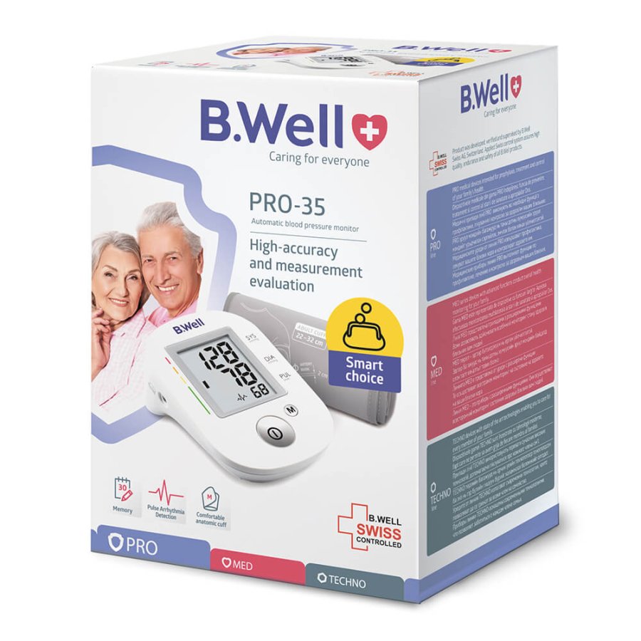 B.WELL Blodtryksmler Pro-35 M-L Manchet Netadapter, 30 Memory #2