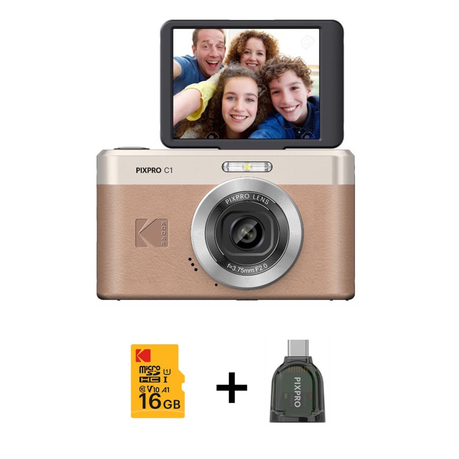 KODAK Digital Camera Pixpro C1 CMOS 5x 16MP Brown - Bundle #1